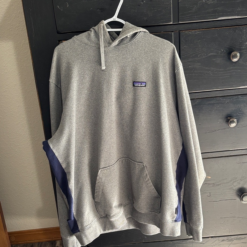 Patagonia Gray Hoodie with Navy Details